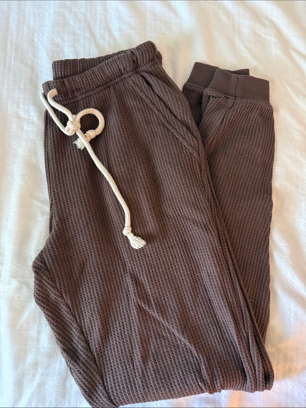 aerie Waffle Knit Drawstring Joggers - Brown